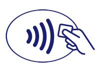 Contactless payment symbol.