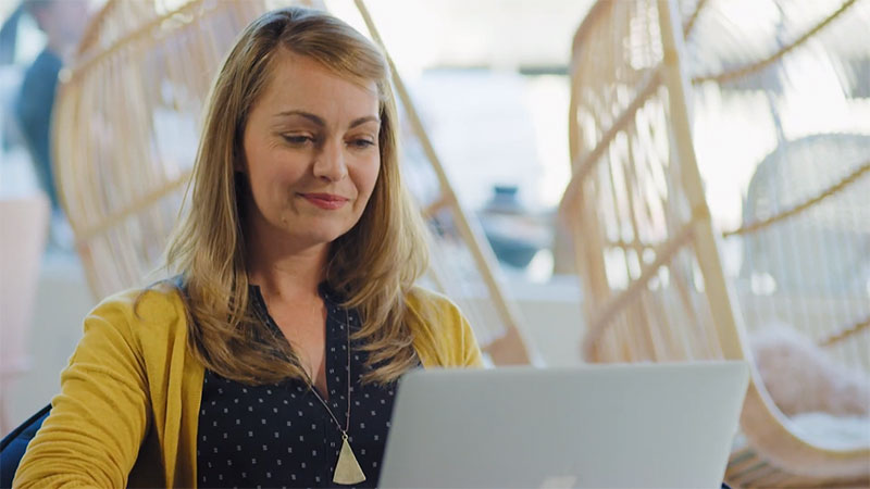 Lady using a laptop